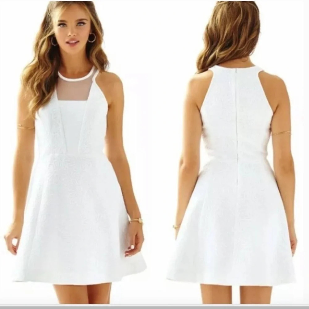 NWT LILLY PULITZER ELSIE Dress Resort White Floral Pique Jacquard Sz 00
